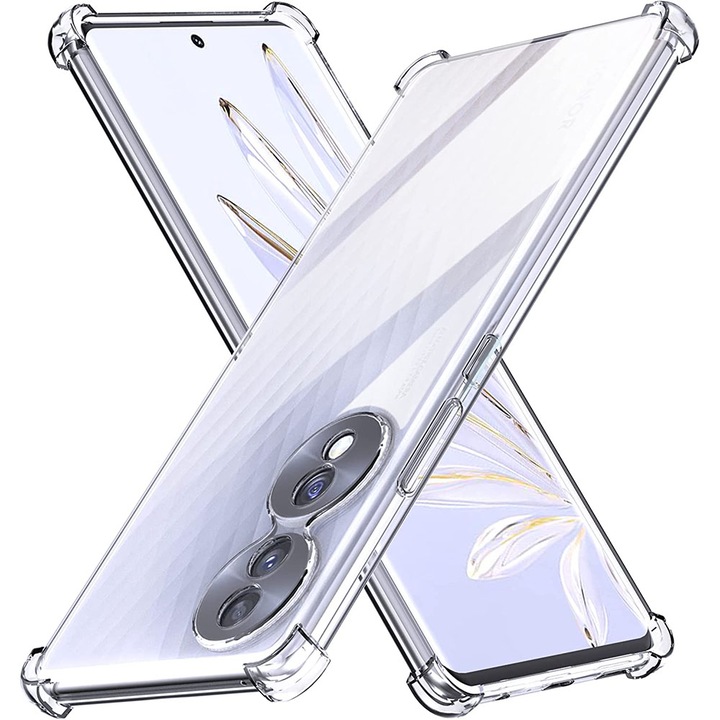 Husa compatibila cu Honor 70, Protectie antisoc, Silicon Ultra Slim High Tech, Crystal Clear