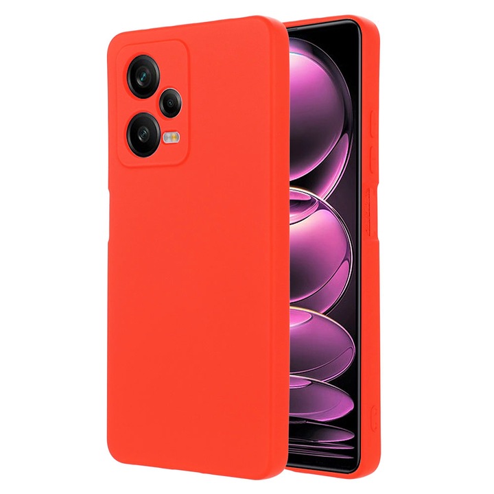 Защитен капак, кадифена вътрешност, съвместим с Xiaomi Redmi Note 12 Pro 5G / Poco X5 Pro, FONIX BloomShield, силикон, повдигнати ръбове, тънък, червен