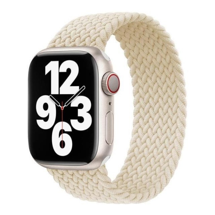 Curea Solo Loop, Compatibila cu Apple Watch, Elastica, Starlight, 38/40/41mm, Medie