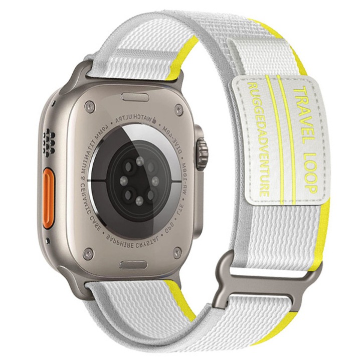 Curea Travel Loop, Nylon, Compatibila cu Apple Watch, Sport, Ajustabila, Galben-Gri, 42/44/45/49mm