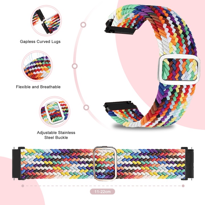 Set 2 curele smartwatch, Matcheasy, Nylon, Compatibila cu Samsung Galaxy Watch 5/4/6/7 40mm 44mm/ 5 Pro 45mm/ 4 /6 Classic 42mm 46mm 43mm 47mm Albastru