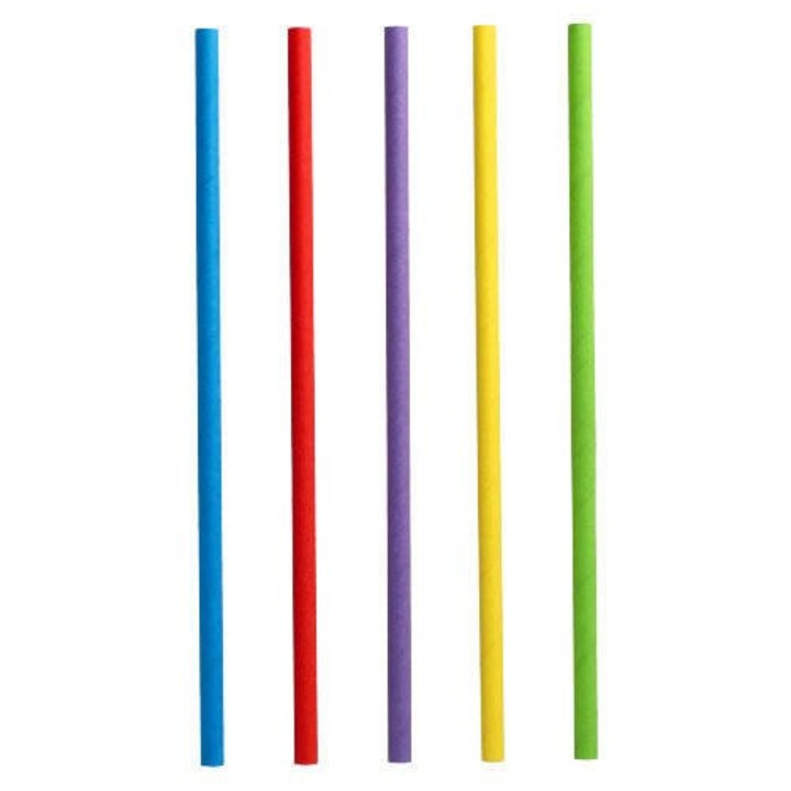 Комплект 100 сламки, Papstar, Хартия, 25 см, Многоцветни