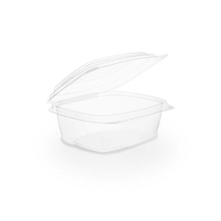 Set 50 caserole cu capac, Vegware, PLA, 250 ml, 12.2 x 10.5 x 5 cm, Transparent
