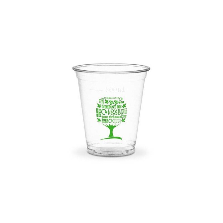 Set 50 pahare PLA, 350 ml, biodegradabile, 96 mm