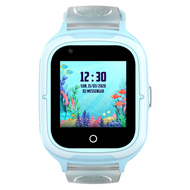 Techone® KT23T 4G Детски GPS смарт часовник, 1,4 инча, детска температура, сърдечен ритъм, видео разговор, HD камера, Android, SOS бутон, WiFi, водоустойчив, блокиране на обаждания, шпионски мониторинг, син