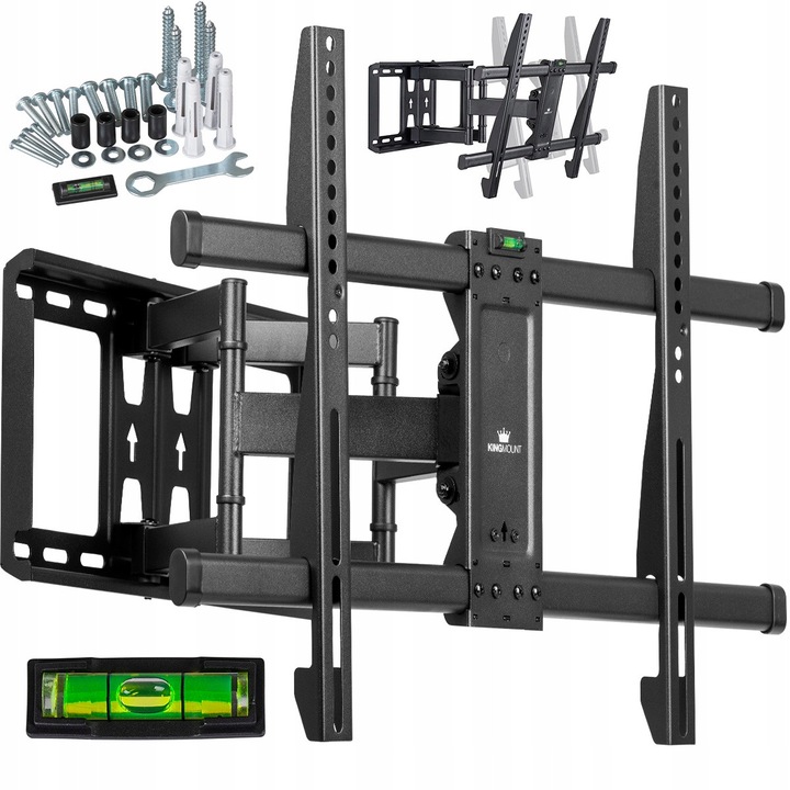 Suport TV de Perete KingMount KG-1014, Universal, Pivotant, Diagonala 32″ - 85″, Vesa 200x100 - 600x400, Negru