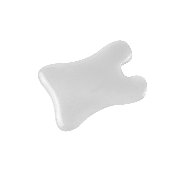 Piatra Gua Sha Sela din Jad Alb pentru masaj 8 cm, forma V