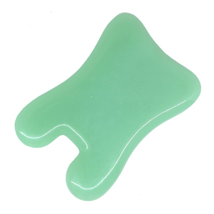 Piatra Gua Sha Sela din Jad Verde pentru masaj 8 cm, forma V