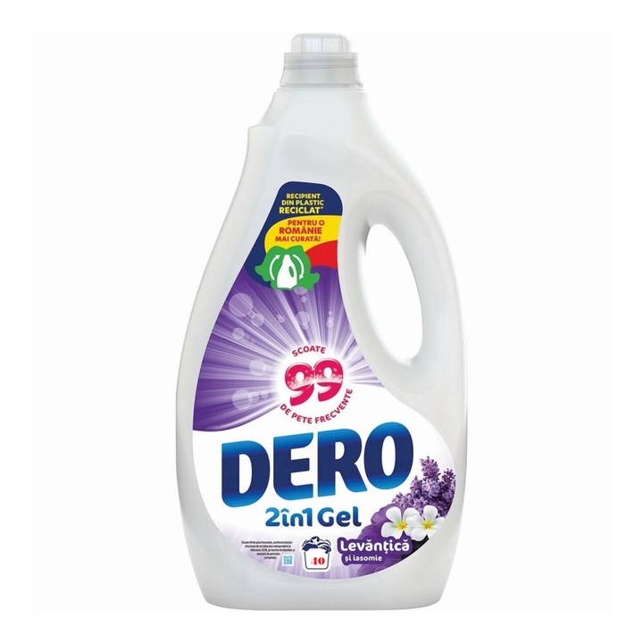 Detergent de rufe lichid Dero 2in1 Lavanda si Iasomie, 2 l, parfum imbietor, 40 spalari