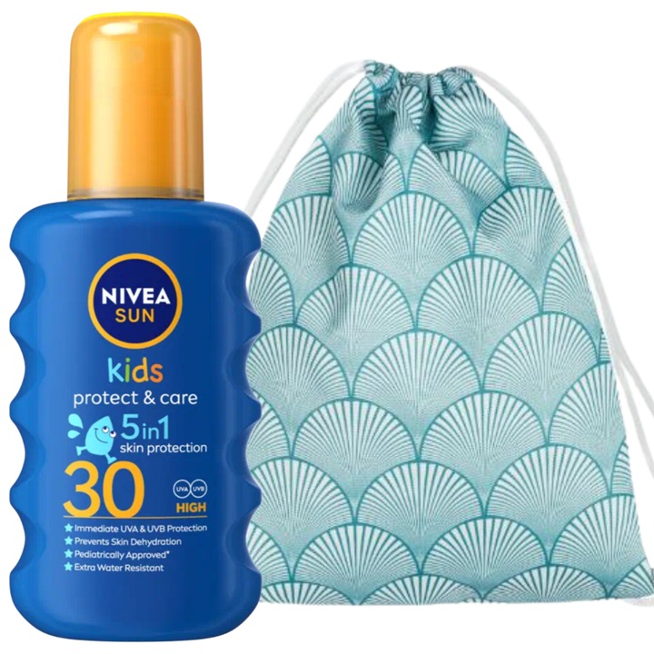 Kids Protect & Care слънцезащитен спрей и плажна чанта, Nivea, SPF30