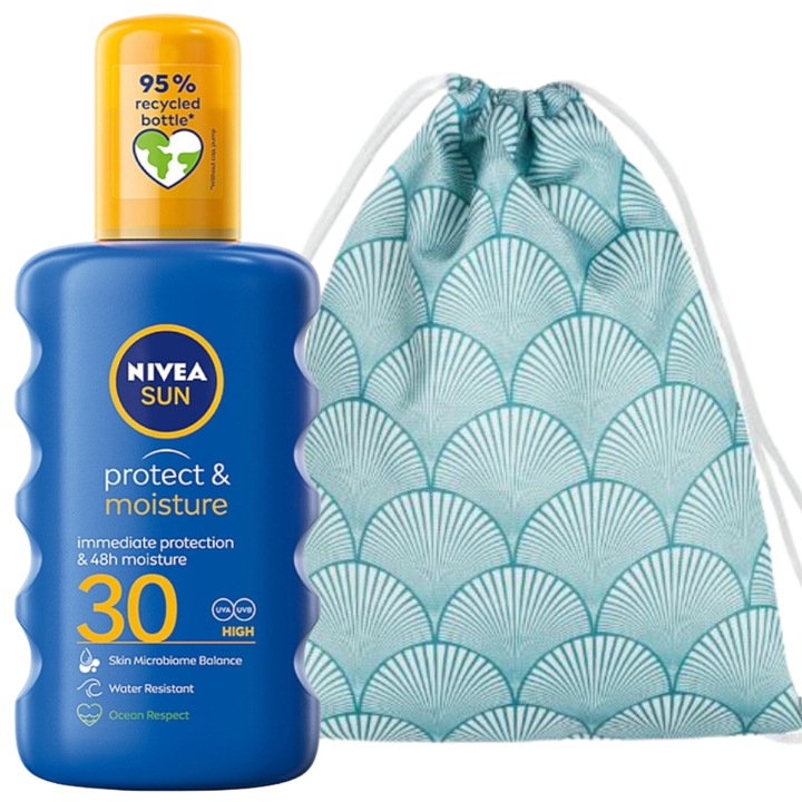 Protect & Moisture слънцезащитен спрей и плажна чанта, Nivea, SPF30