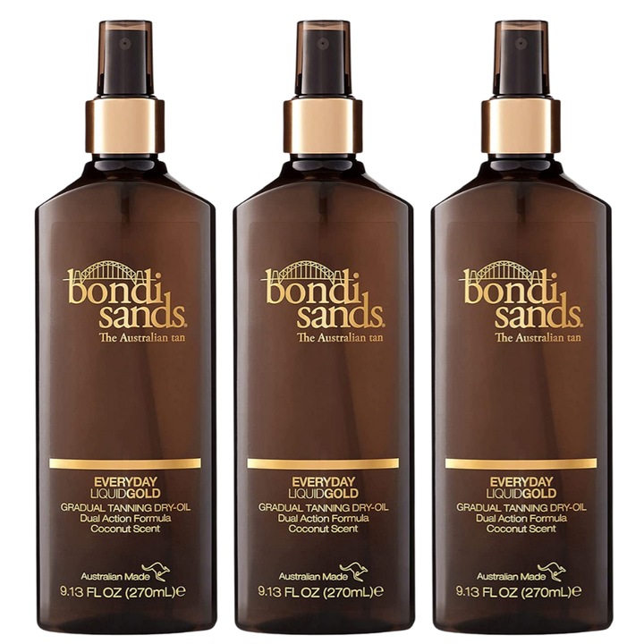 Set de 3 uleiuri autobronzante Liquid Gold, Bondi Sands, 270ml
