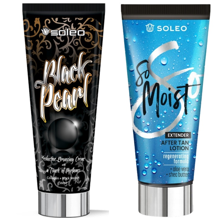 Комплект за солариум, Soleo, Black Pearl + So Moist After Sun, 2 бр