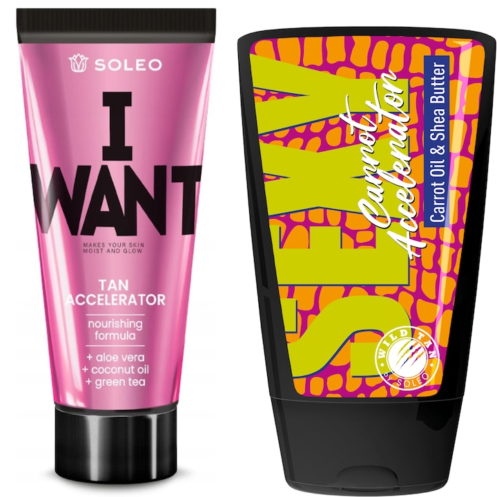Комплект за солариум, Soleo, I Want + Wild Tan Sexy Carrots, 2 бр