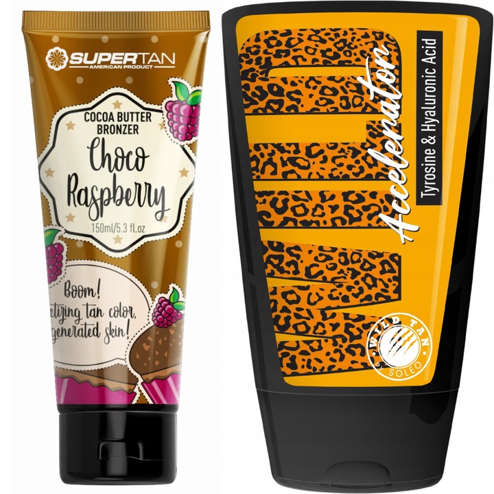 Комплект 2 броя продукти за тен, Supertan, Choco Raspberry и Wild Tan Wild Accelerator