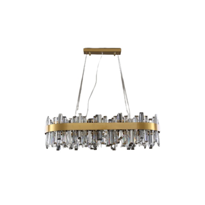 Candelabru echipat cu LED, 55W, tricolor, corp aluminiu, decoruri din cristale, 80x40x36cm, Sofia Long M