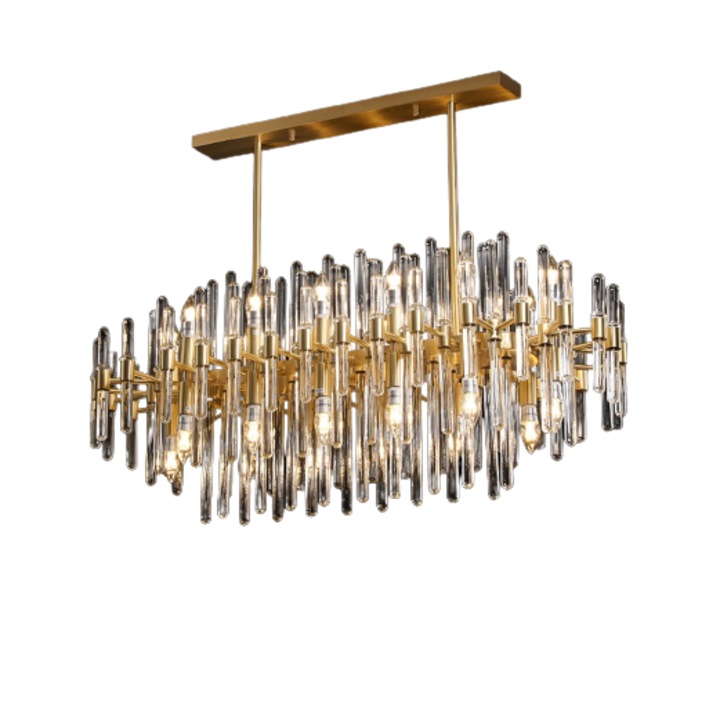 Candelabru Orient XL, 20xE14, corp aluminiu, abajururi sticla, 103x49x73cm