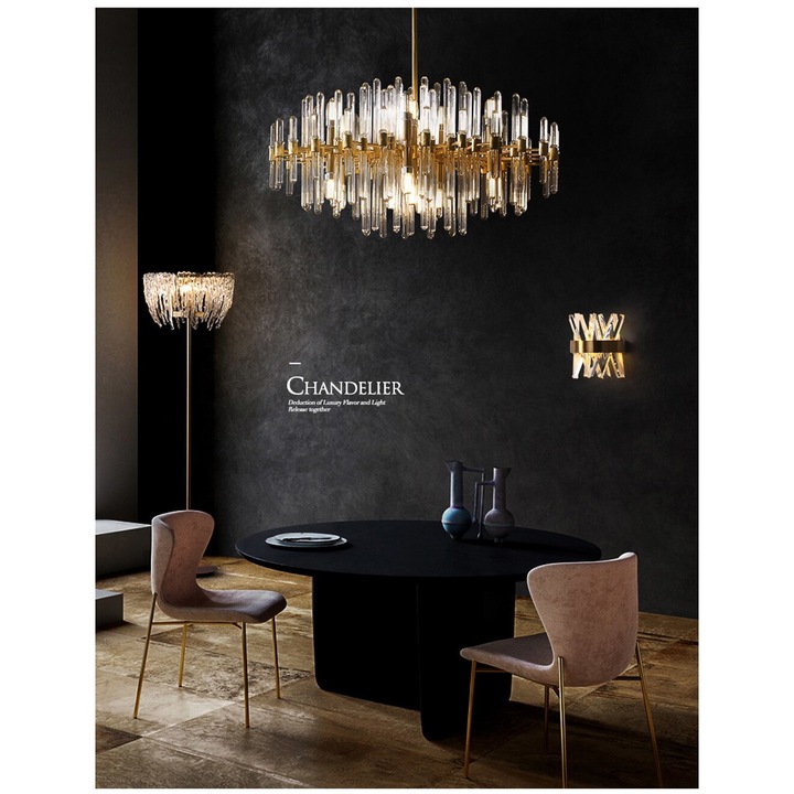 Candelabru Orient L, 16xE14, corp aluminiu, abajururi sticla, 80x80x60cm