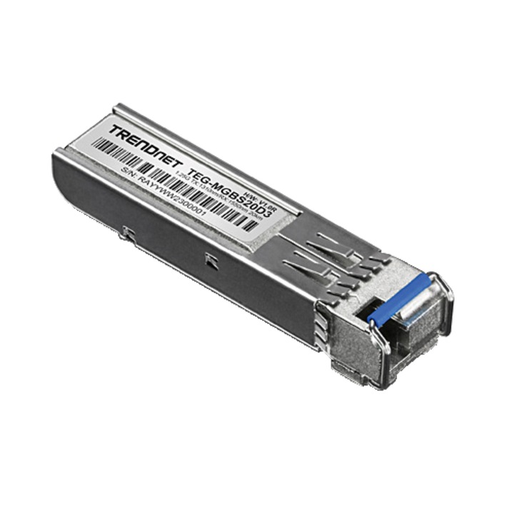 Modul SFP Dual Wavelength Single-Mode Simplex LC, 1.25G, TX:1310nm/RX:1550nm, 20Km - TRENDnet TEG-MGBS20D3