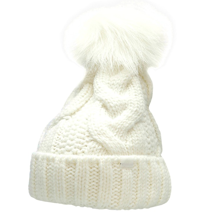 Caciula dama 4F, cu sigla, pompon, 50-54cm/54-58cm