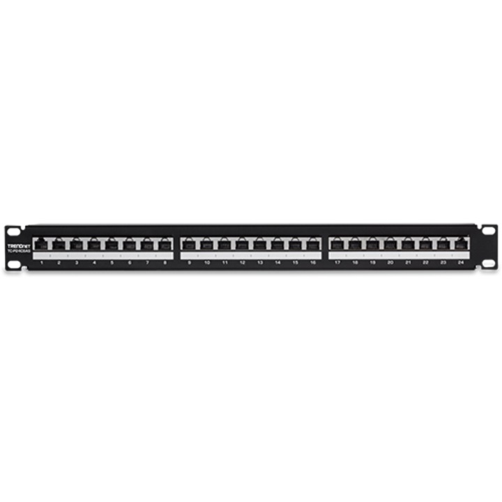 Patch Panel 24 porturi RJ45, Cat6a, Ecranat, 1U - TRENDnet TC-P24C6AS