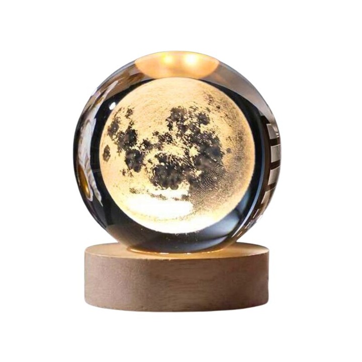 Glob de masa decorativ, interior Luna, lumina de veghe, 6 cm, led