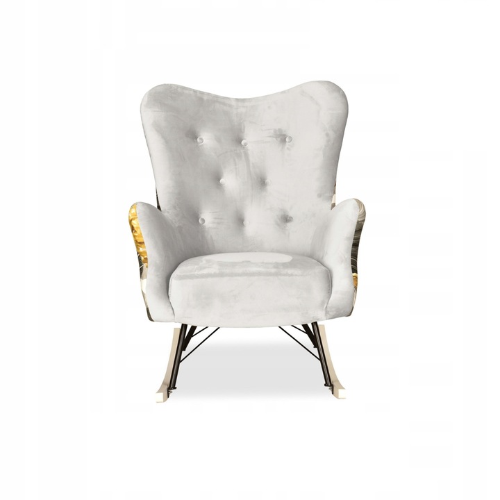 Hintaszék Luna Print Duo, skandináv, Családi bútor 100x78x87 cm, Bársony/Fa, Világosszürke