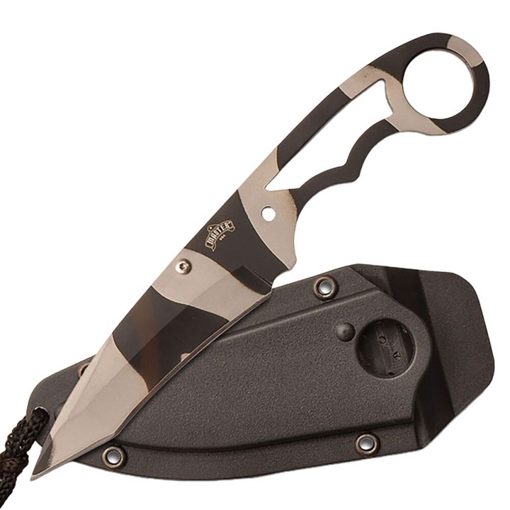 Cutit Tactic pentru Gat, cu Husa, Inox, 20cm, MU-1119UC