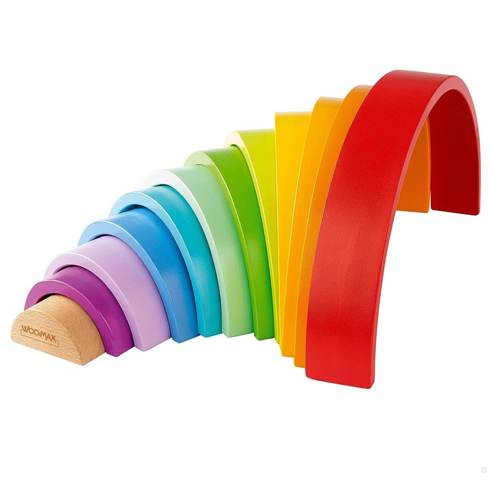 Jucarie pentru bebelusi COLORBABY WOOMAX 2493056, 12 parti, Lemn, 36,5 x 18,5 cm, 18M+