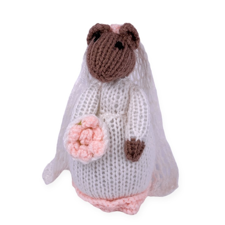 Плюшена играчка Chippo 21-66-308 1-116, Ръчно плетена мишка булка, 15 см, Многоцветен