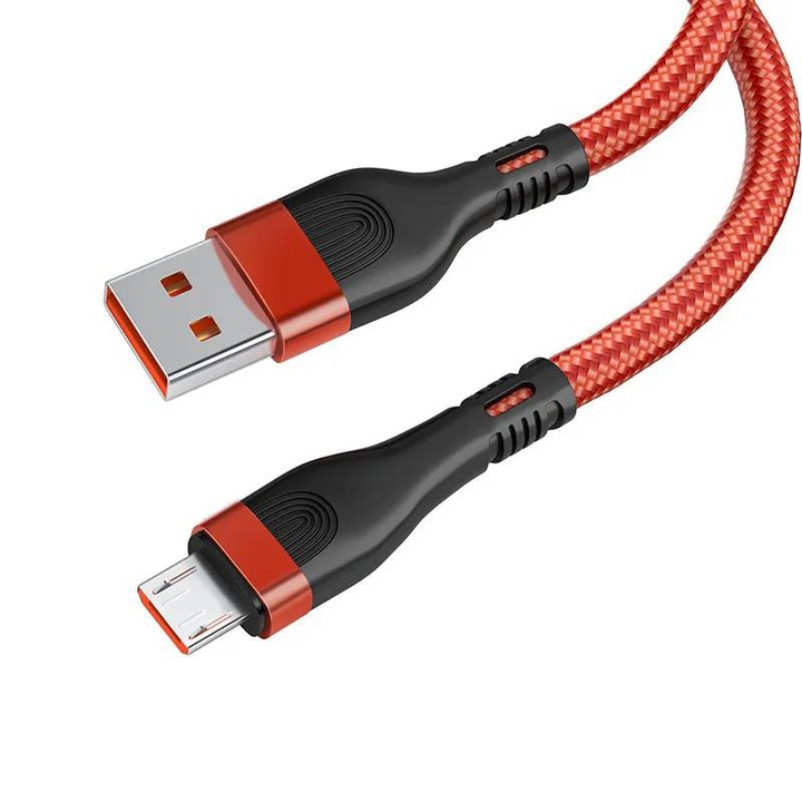Cablu incarcare, cu insertie metalica, Super Fast Charge USB - TYPE C 6A, rosu