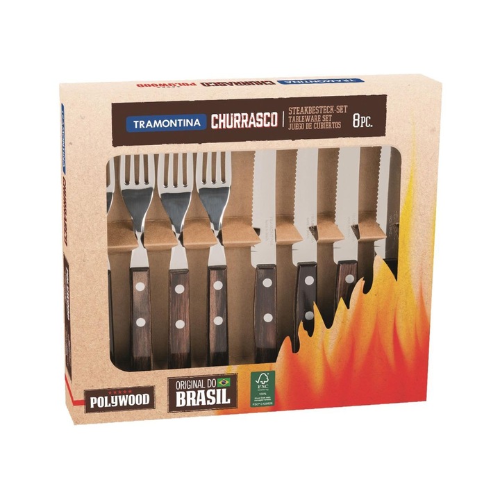 Set tacamuri 8 piese Steak-/Pizza maro, Tramontina