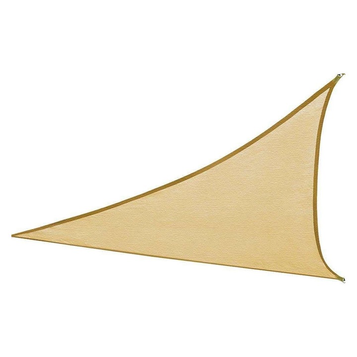 Copertina de soare tip parasolar pentru terasa si gradina, triunghiulara, 4 m x 4 m x 4 m, Creamy