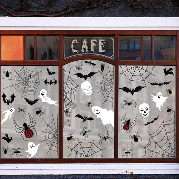 Set stickere decorative pentru fereastra, Halloween, autoadezive, multicolor