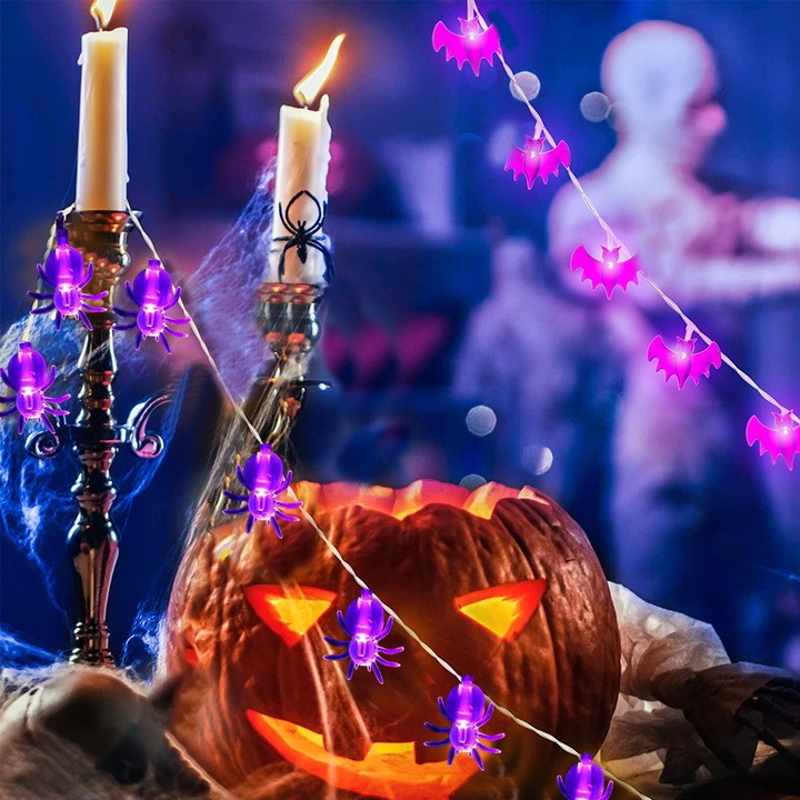 Ghirlanda LED, AMRINUGL, Halloween, dovleac, 20 LED-uri, 3m, 2 moduri iluminare