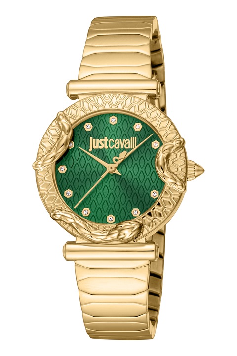 JUST CAVALLI, Ceas quartz din otel inoxidabil, Auriu