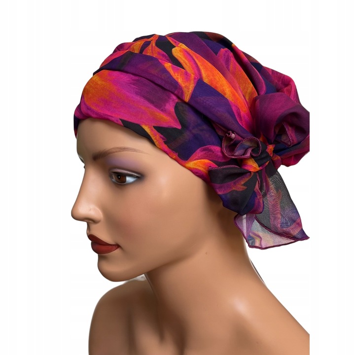 Turban Elegant de Sifon Multicolor pentru Femei, Accesorii de Moda Versatile si Confortabile, Bandana de Cap Elastica si Respirabila, Ideala pentru Vara, Plaja, Stilizare, Hipoalergenic, Marime Universala 54-60 cm, Protectie Solara Stylish