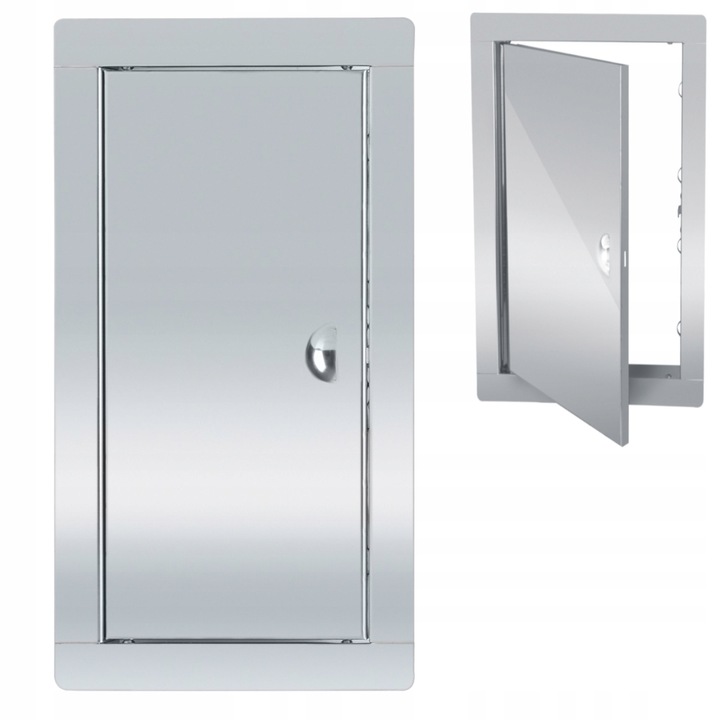 Usi De Inspectie Metalice, Bobimarket, Inchidere Cu Clips, Echipate Cu Balama Pe Baza De Clema, Fabricate Din Otel Inoxidabil, Utilizare: Usi De Inspectie Pentru Cosuri, Ventilatie, 247 X 397 Mm, Argintie