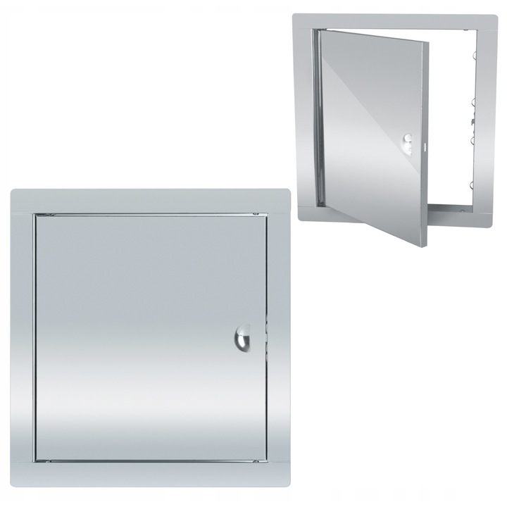 Usi De Inspectie, Material Otel Inoxidabil, Inchidere Cu Clips, Echipate Cu Balama Pe Baza De Piulita, Utilizare Usi De Inspectie Pentru Cosuri, Ventilatie, 30X30 cm, Argintiu