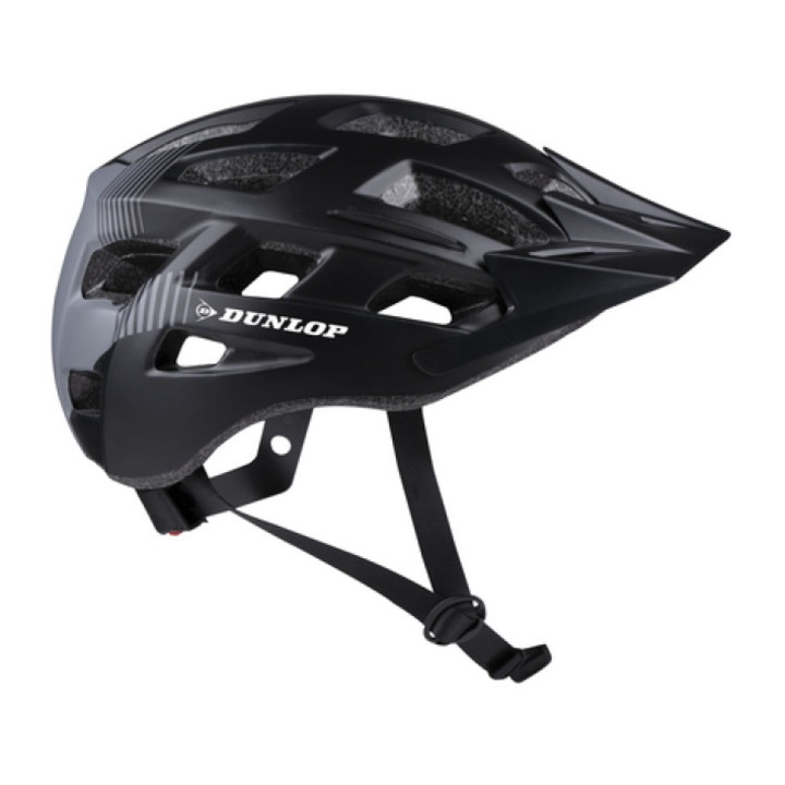 Dunlop Kerékpár bukósisak, d58-61cm, 6xLED, 240gr PVC HC, CR1620 elemmel