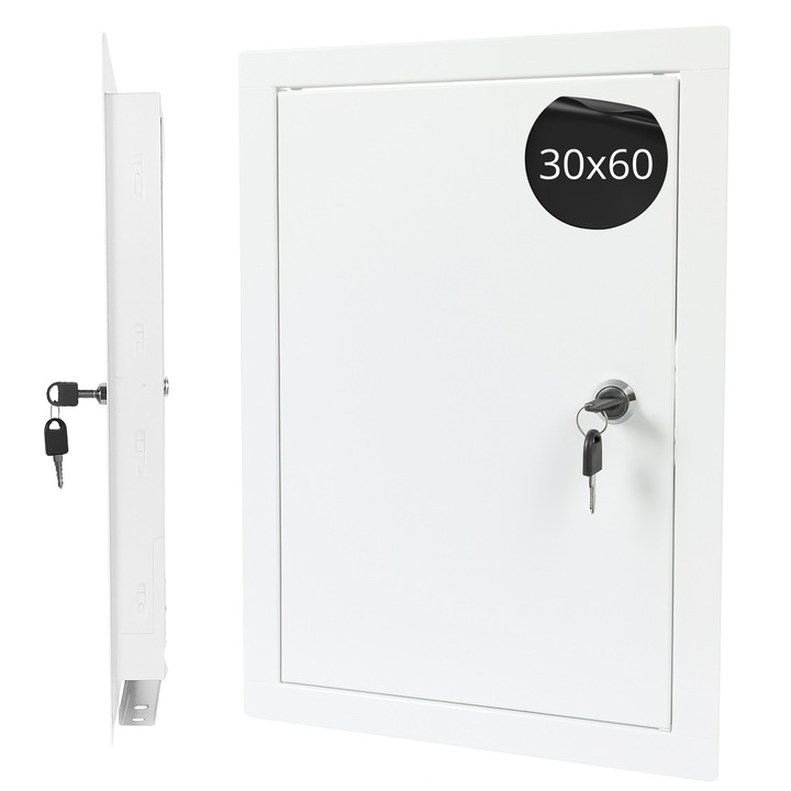 Usi De Inspectie, Material Tabla Zincata Vopsita Electrostatic, Inchidere Cu Cheie, Mod De Montare Incastrare In Perete Sau Tavan, Rezistenta La Coroziune, 30X60 cm, Alb