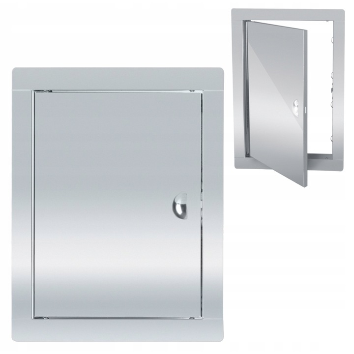 Usi De Inspectie Metalice, Bobimarket, Inchidere Cu Clips, Echipate Cu Balama Pe Baza De Clema, Fabricate Din Otel Inoxidabil, Utilizare: Usi De Inspectie Pentru Cosuri, Ventilatie, 30 X 40 Cm, Argintie