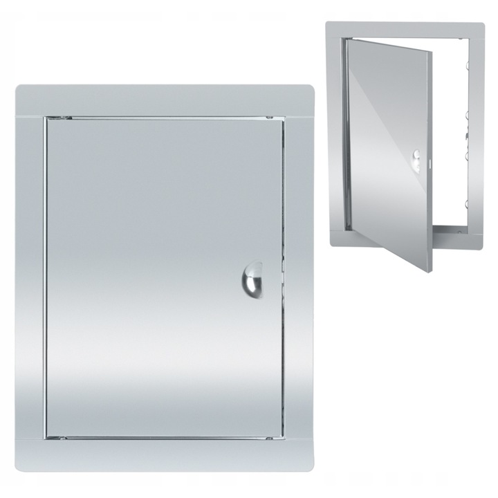 Usi De Inspectie, Material Otel Inoxidabil, Inchidere Cu Clips, Echipate Cu Balama Pe Baza De Clema, Utilizare Usi De Inspectie Pentru Cosuri, Ventilatie, 20X25 cm, Argintiu