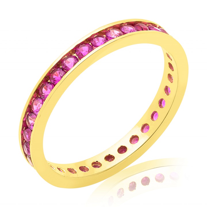 Inel aur 14k Tennis Fucsia 55