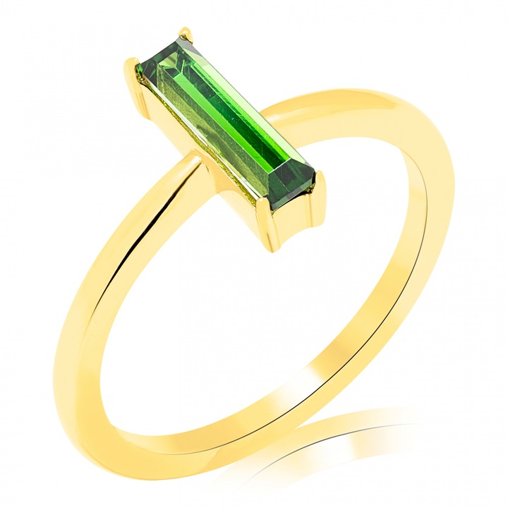 Inel aur 14k zirconia verde 55