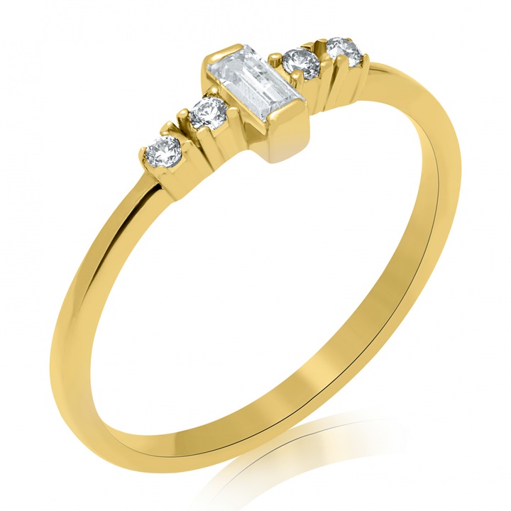 Inel aur 14k Baguette 55