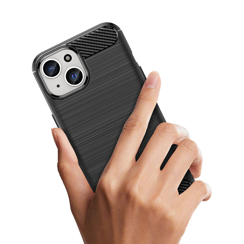 Carcasa Flexible Carbon compatibila cu iPhone 15 Black