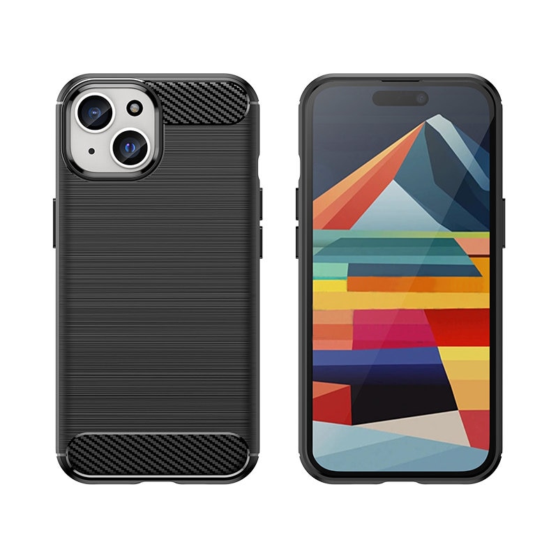 Carcasa Flexible Carbon compatibila cu iPhone 15 Black