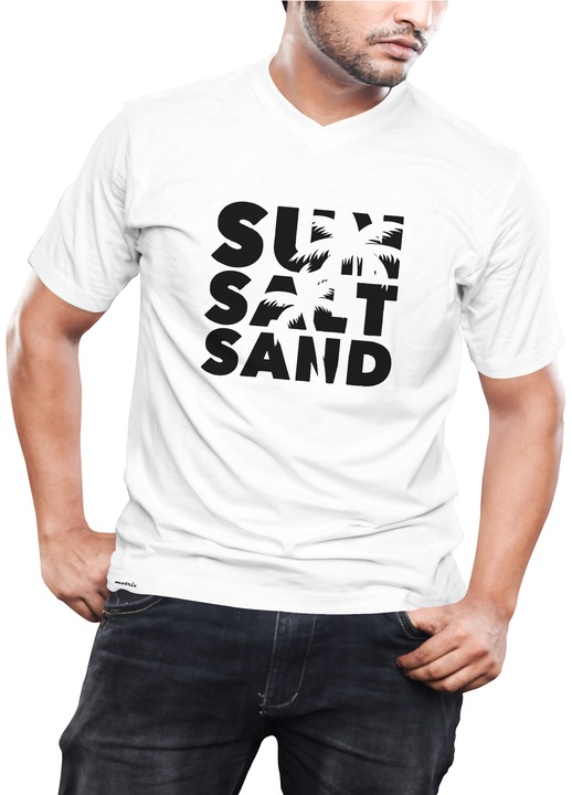Tricou barbati, Motrix, V-neck - Sun Salt Sand, Alb