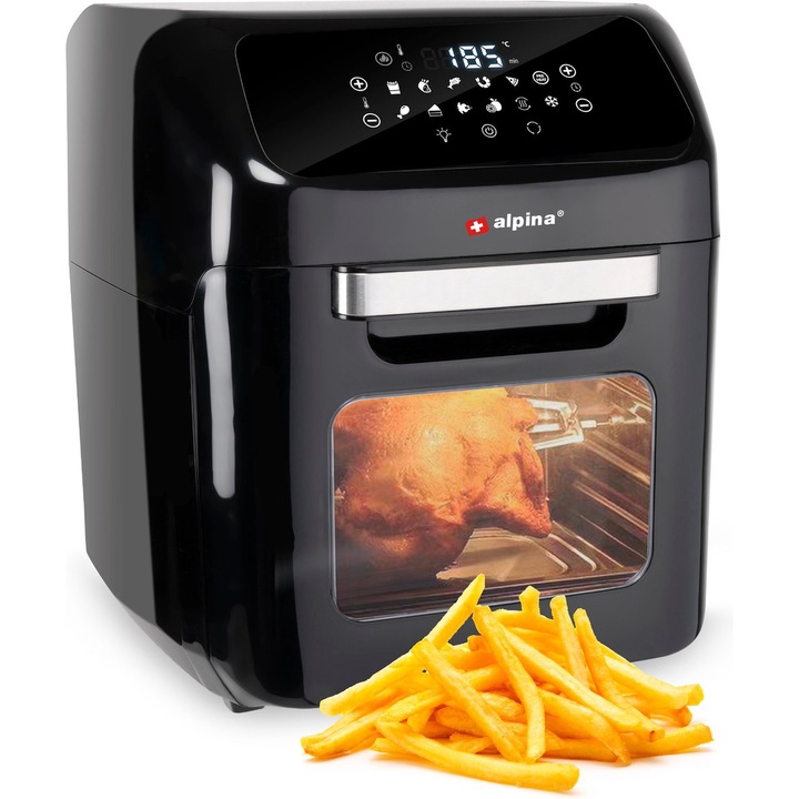 Alpina XEH25219568 AirFryer sütő, 1800W, 12l, Digitális kijelző, Fekete